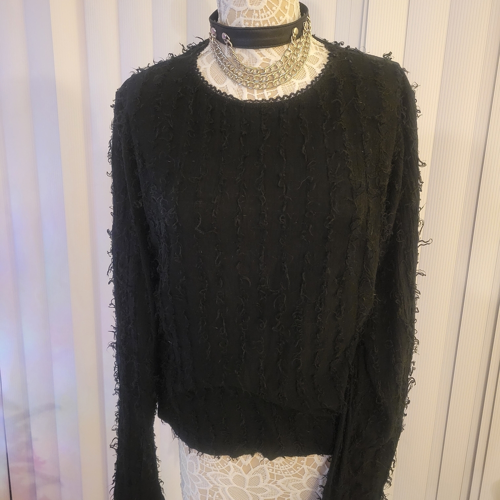 Morbid Threads Black Textured Crew Neck Sweater